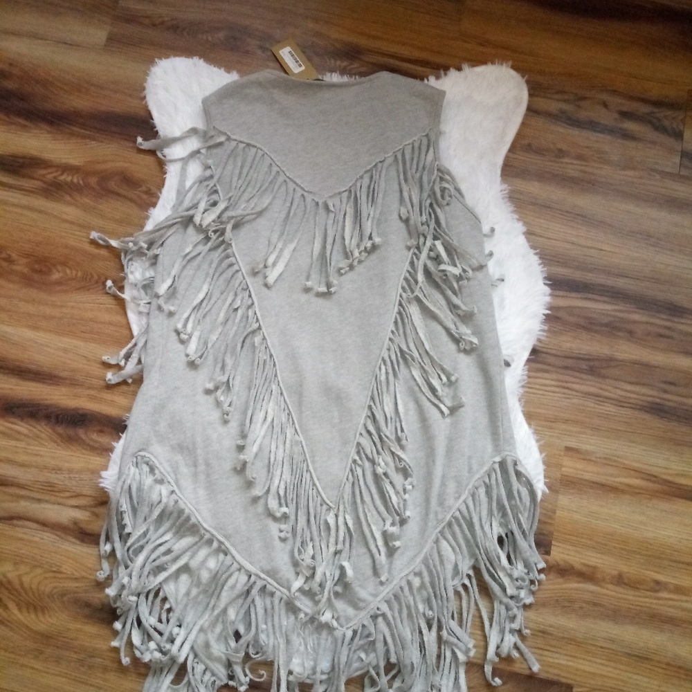 NWT Pol French Terry Fringe Vest
